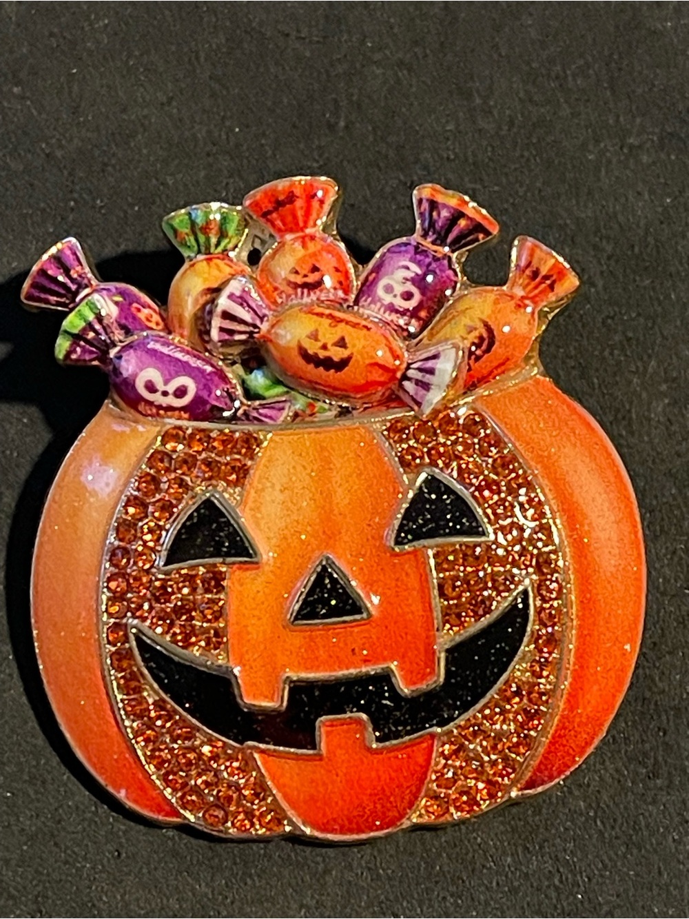 Halloween Orange Pumpkin Candy Bucket Pin - NEW
